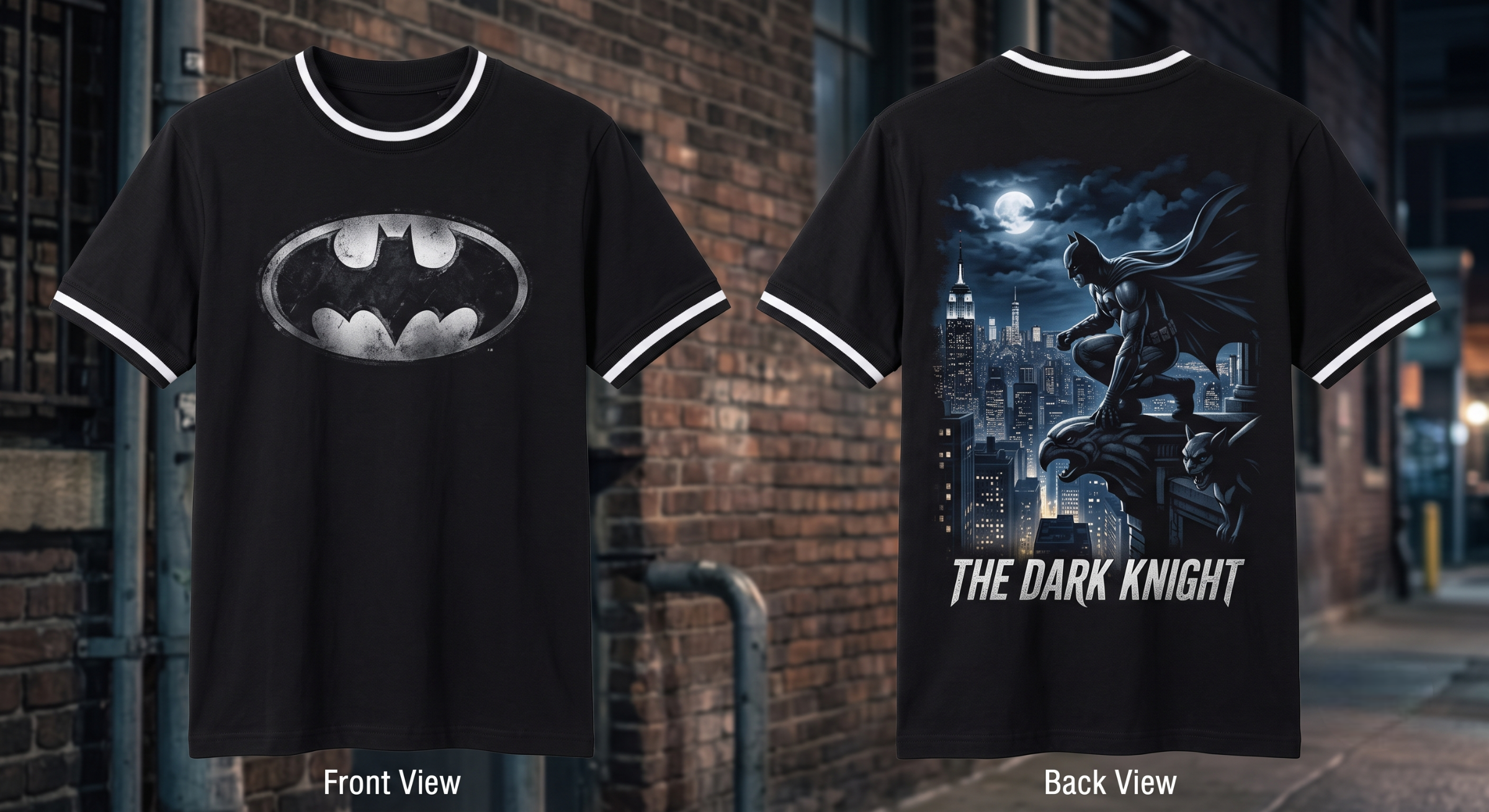 Batman The Dark Knight Graphic Oversized T-Shirt | Front & Back Print | Premium Cotton Unisex Tee