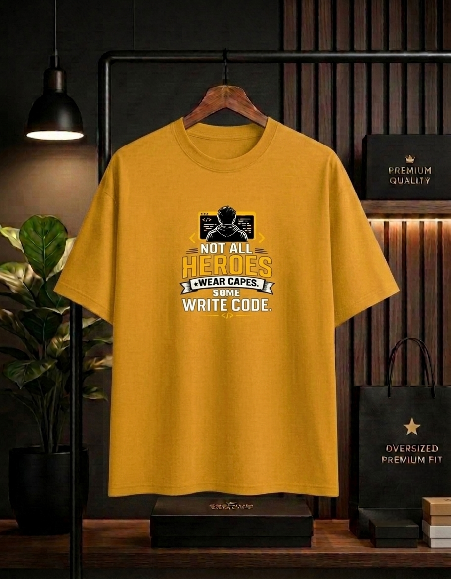 Not All Heroes Wear Capes, Some Write Code Oversized Unisex T-Shirt