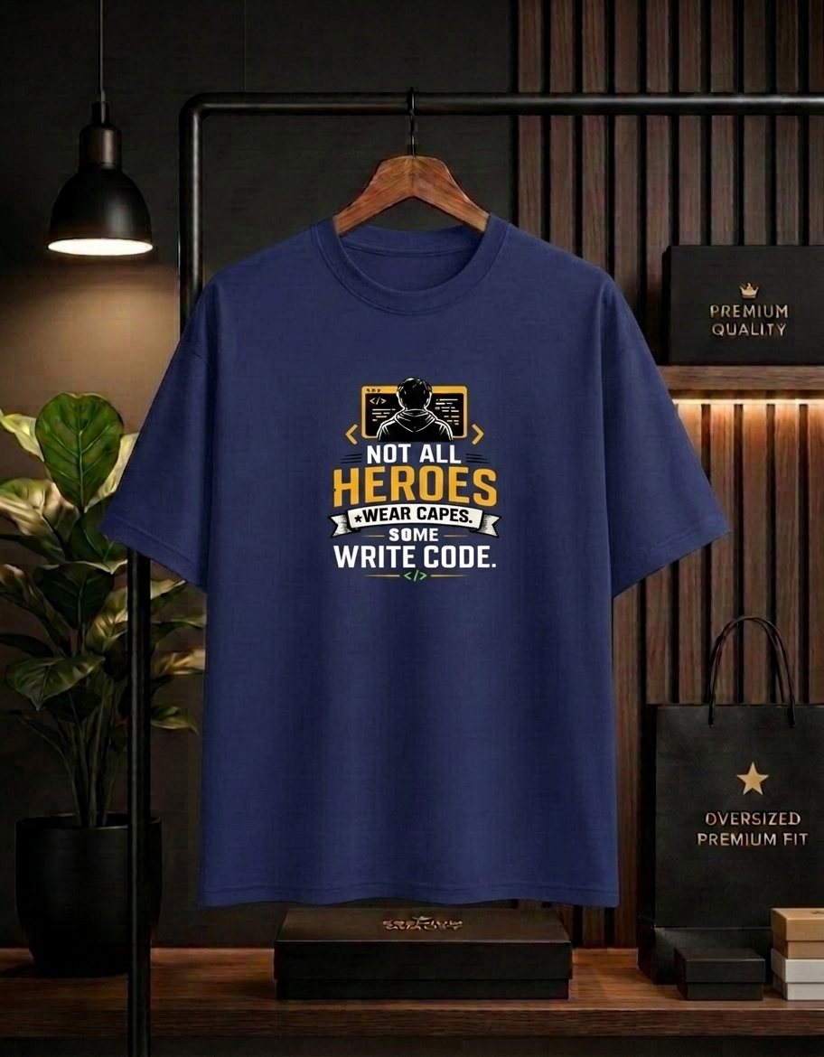 Not All Heroes Wear Capes, Some Write Code Oversized Unisex T-Shirt